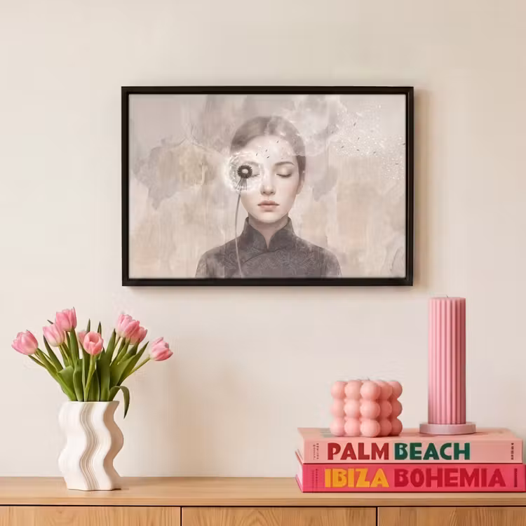 Canvas met lijst - Vrouw - Sereen - Grijs — 8