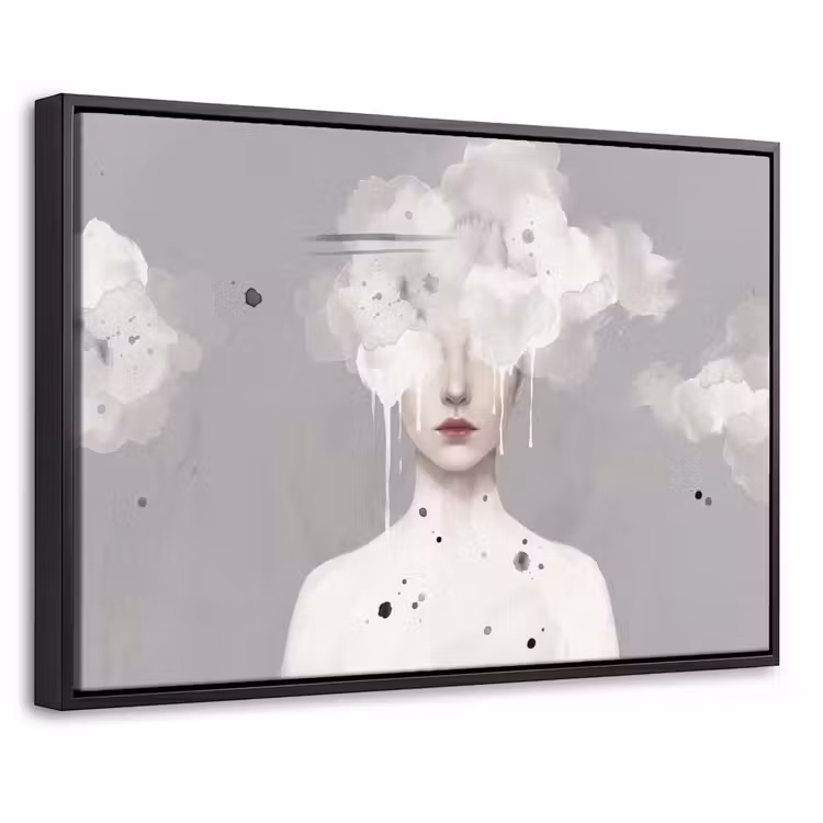 Canvas met lijst - Vrouw - Wolk - Grijs — 1