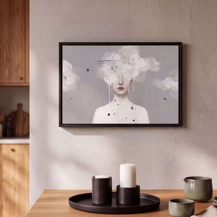 Canvas met lijst - Vrouw - Wolk - Grijs — 2