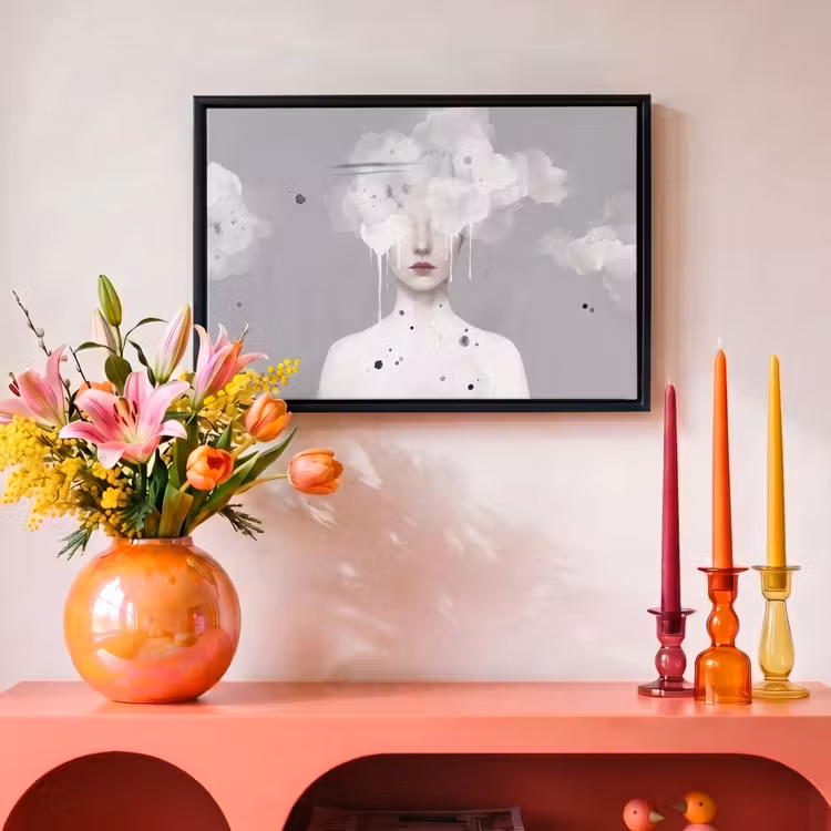 Canvas met lijst - Vrouw - Wolk - Grijs — 4