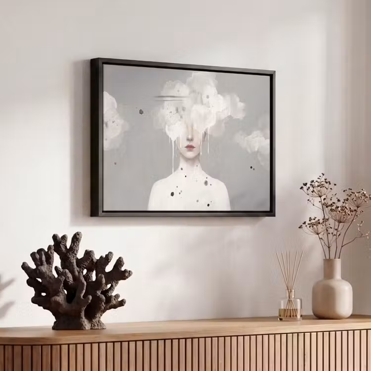 Canvas met lijst - Vrouw - Wolk - Grijs — 6