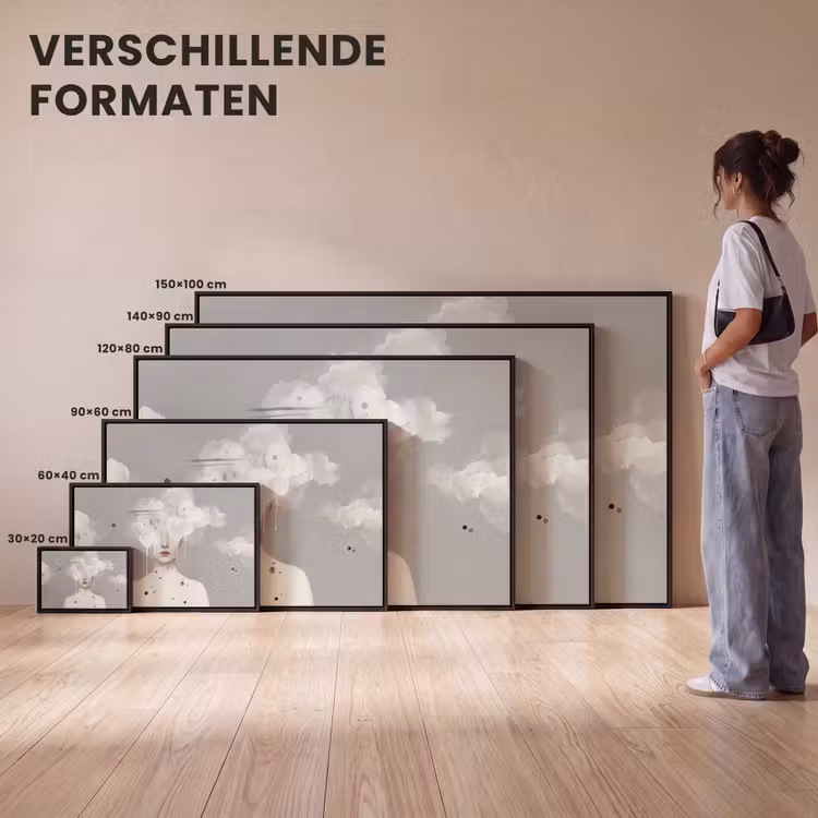 Canvas met lijst - Vrouw - Wolk - Grijs — 7