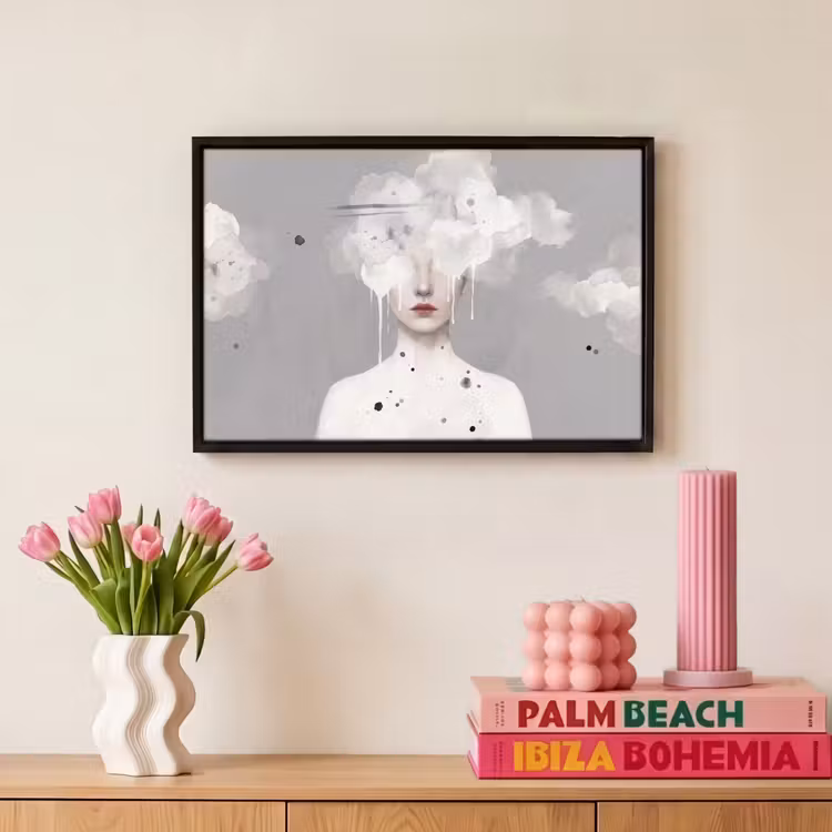 Canvas met lijst - Vrouw - Wolk - Grijs — 8