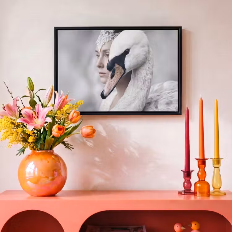 Canvas met lijst - Vrouw - Zwaan - Wit — 4