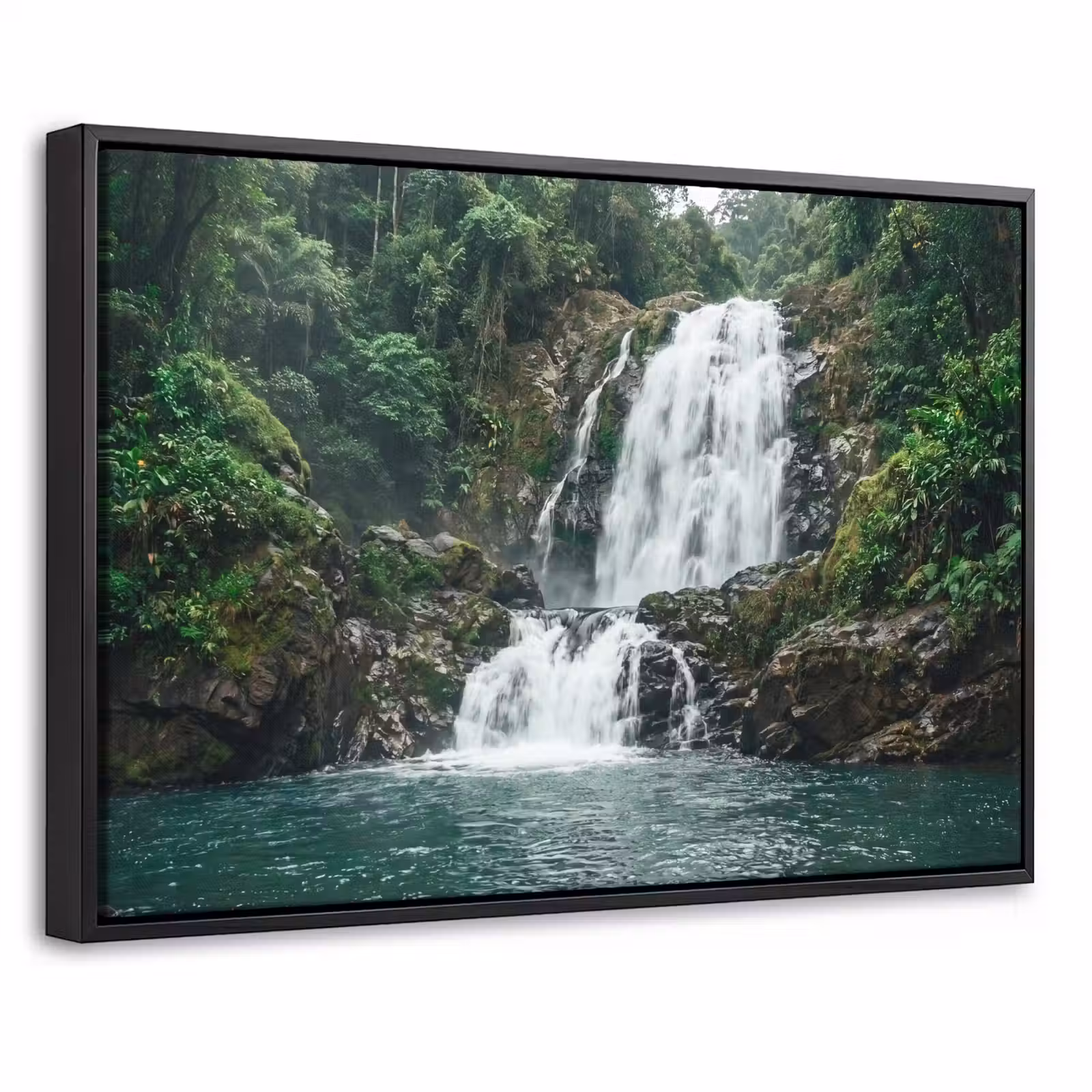 Canvas met lijst - Waterfall - Forest - Nature - Greenkhgyguyg — 1