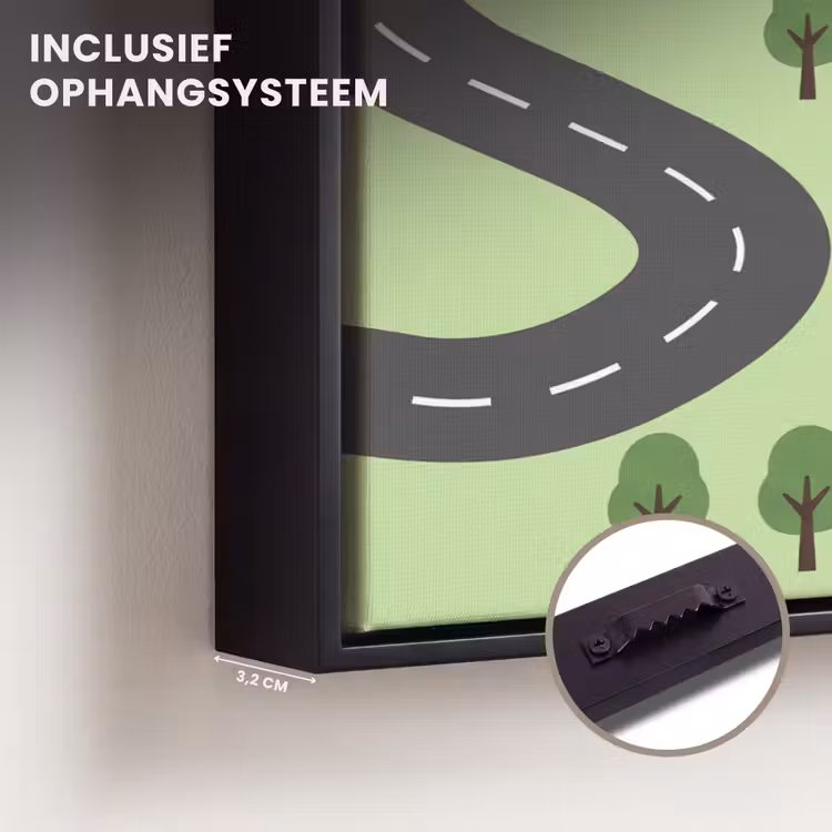 Canvas met lijst - Auto - Bergweg - Natuur - Illustratie — 3