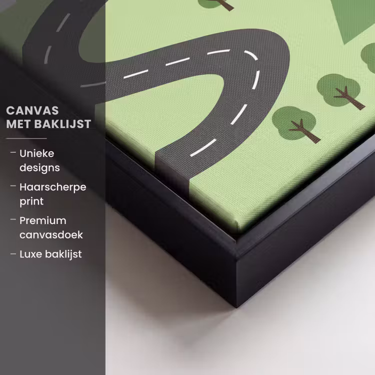 Canvas met lijst - Auto - Bergweg - Natuur - Illustratie — 5