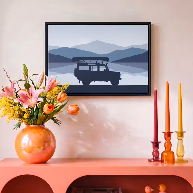 Canvas met lijst - Auto - Meer - Bergen - Blauw — 4
