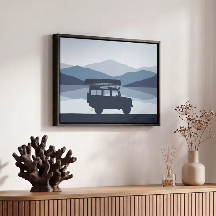 Canvas met lijst - Auto - Meer - Bergen - Blauw — 6