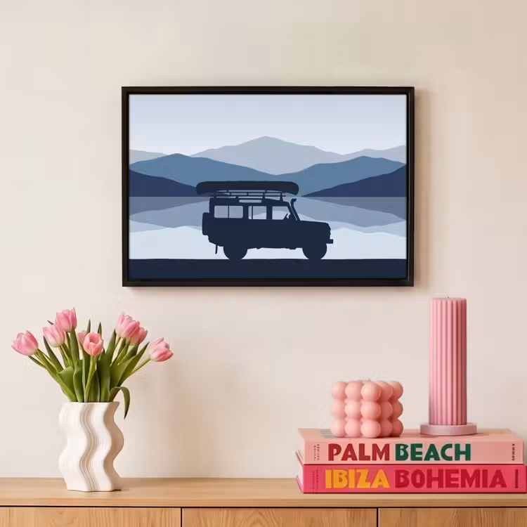 Canvas met lijst - Auto - Meer - Bergen - Blauw — 8