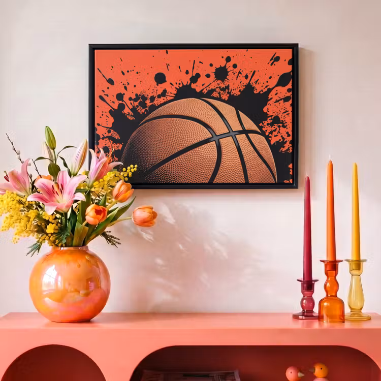 Canvas met lijst - Basketbal - Verf - Sport - Oranje — 4