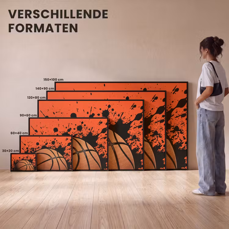 Canvas met lijst - Basketbal - Verf - Sport - Oranje — 7