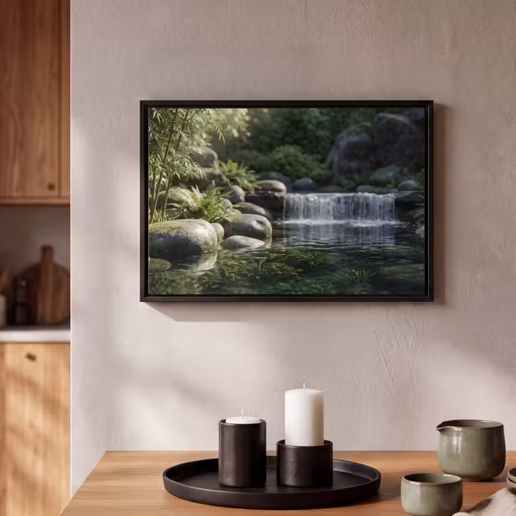 Canvas met lijst - Beek - Waterval - Natuur - Groen — 2