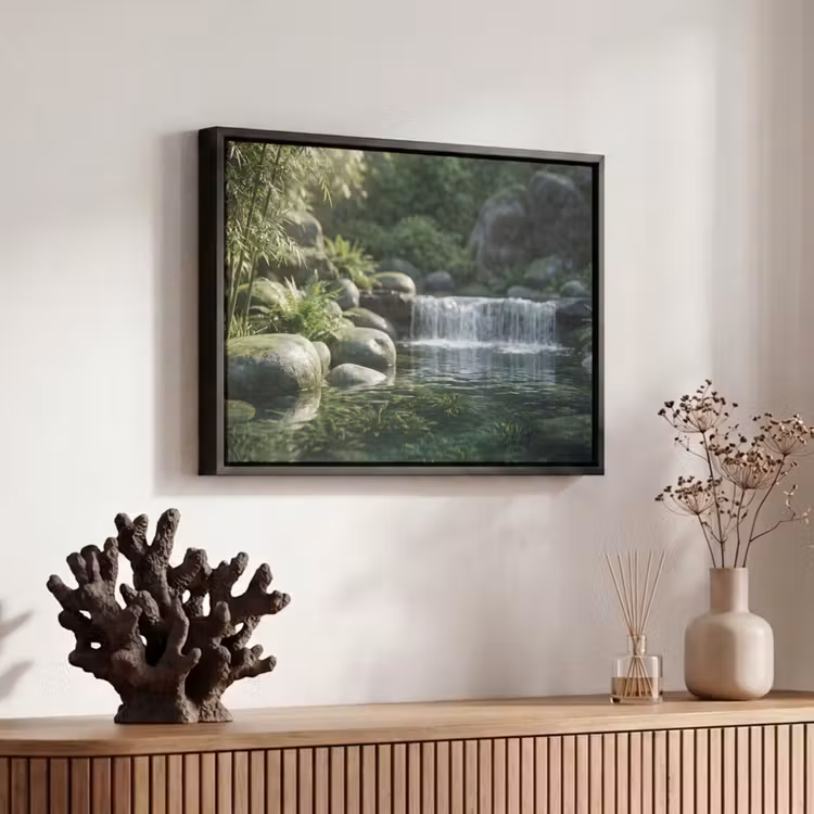 Canvas met lijst - Beek - Waterval - Natuur - Groen — 6