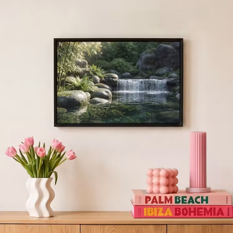 Canvas met lijst - Beek - Waterval - Natuur - Groen — 8