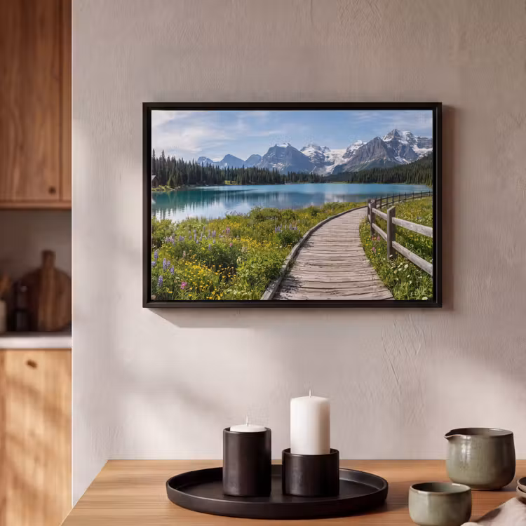 Canvas met lijst - Bergen - Meer - Landschap - Blauw — 2