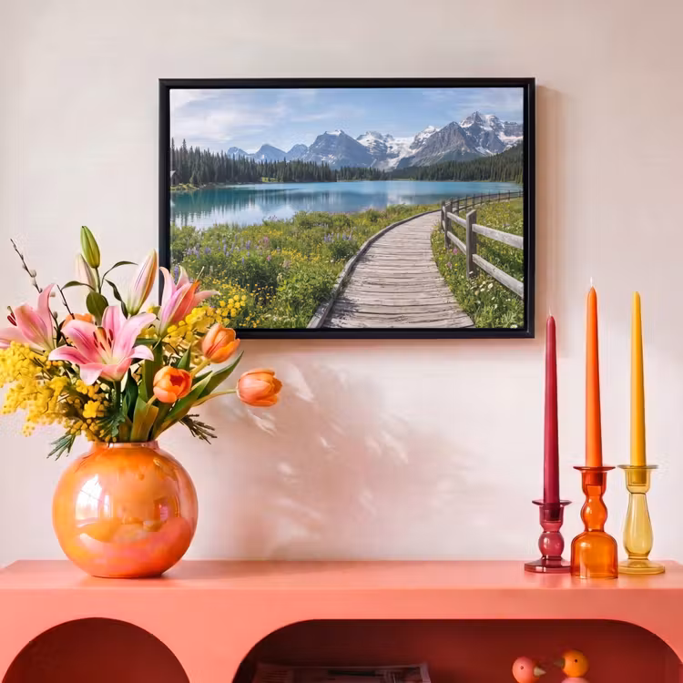 Canvas met lijst - Bergen - Meer - Landschap - Blauw — 4