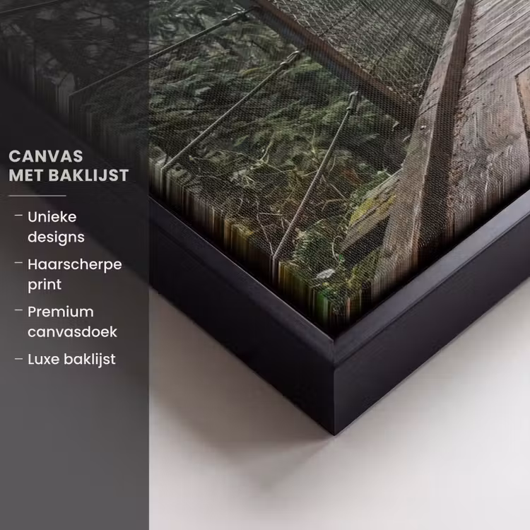 Canvas met lijst - Brug - Bos - Mist - Natuur — 5