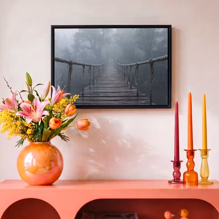 Canvas met lijst - Brug - Jungle - Mist - Natuur — 4