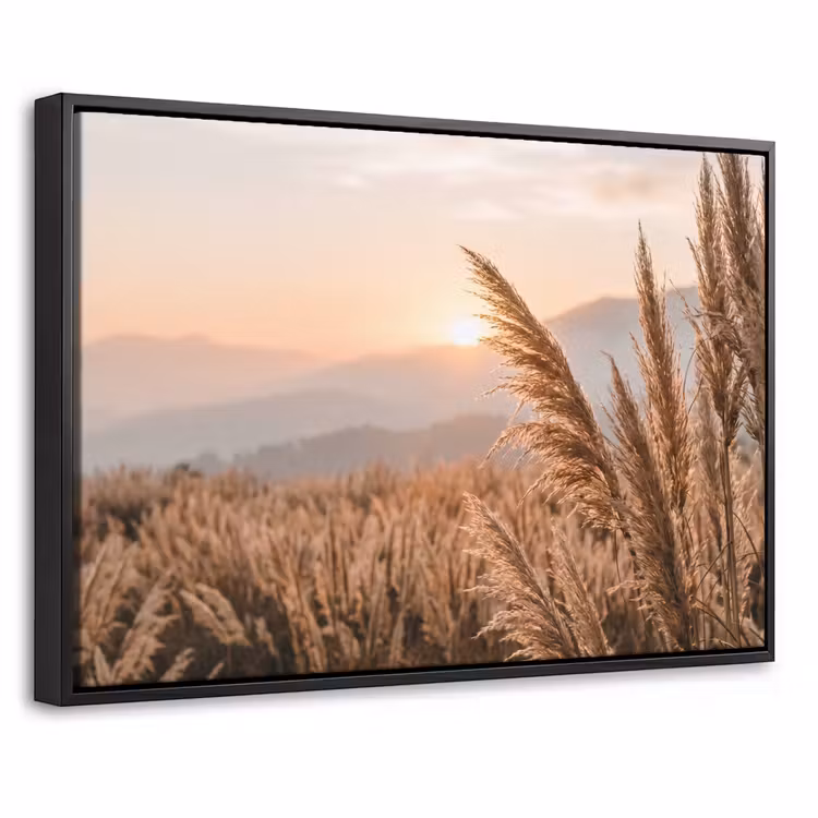 Canvas met lijst - Gras - Veld - Zon - Natuur — 1