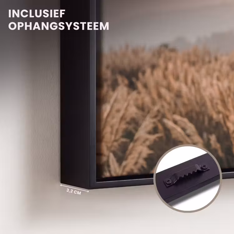 Canvas met lijst - Gras - Veld - Zon - Natuur — 3