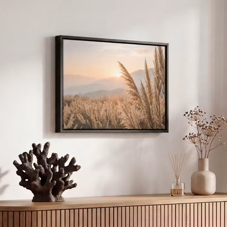 Canvas met lijst - Gras - Veld - Zon - Natuur — 6
