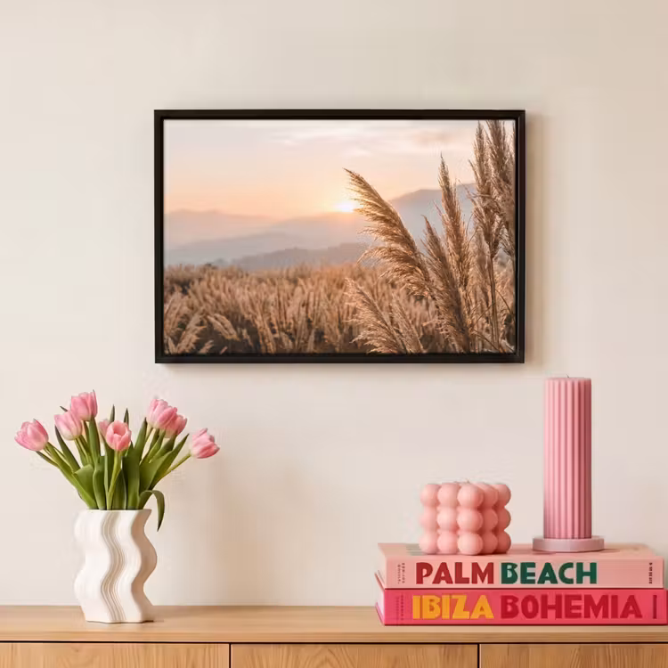 Canvas met lijst - Gras - Veld - Zon - Natuur — 8
