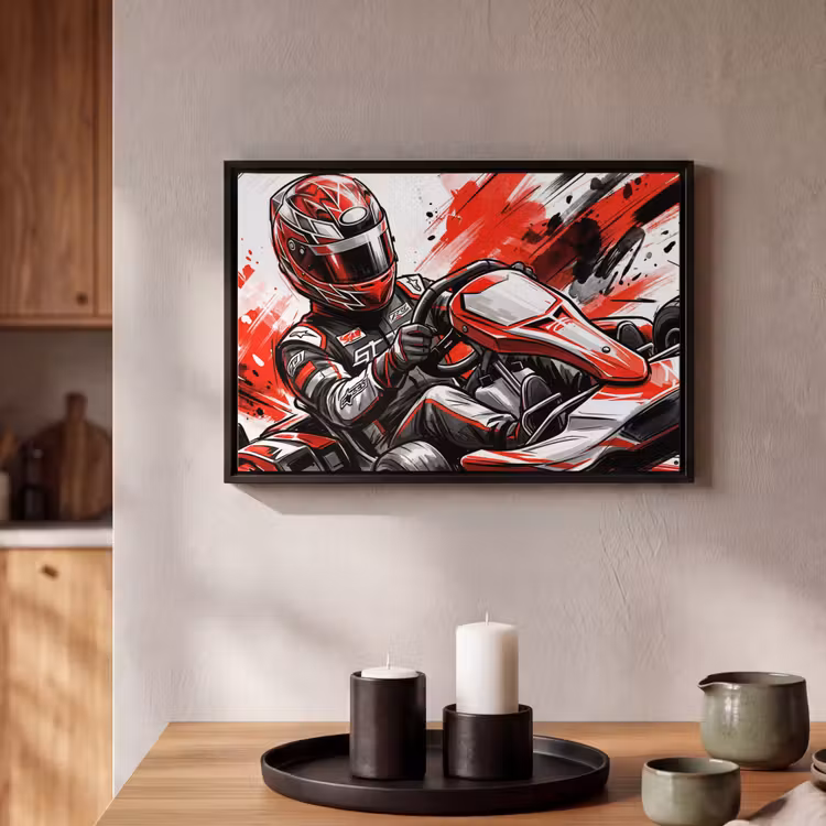Canvas met lijst - Kart - Coureur - Snelheid - Rood — 2