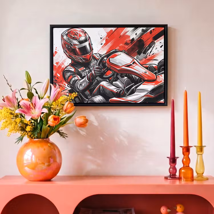 Canvas met lijst - Kart - Coureur - Snelheid - Rood — 4