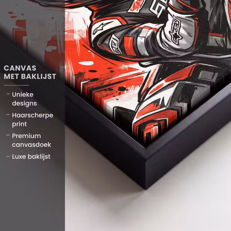 Canvas met lijst - Kart - Coureur - Snelheid - Rood — 5