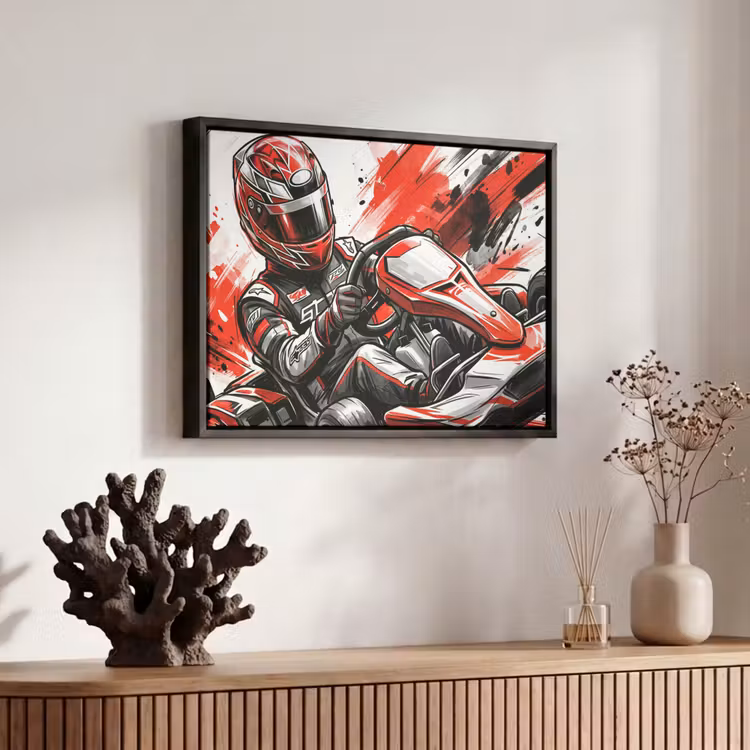 Canvas met lijst - Kart - Coureur - Snelheid - Rood — 6