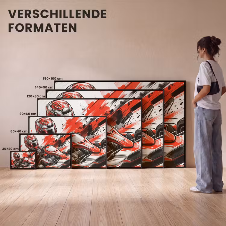 Canvas met lijst - Kart - Coureur - Snelheid - Rood — 7
