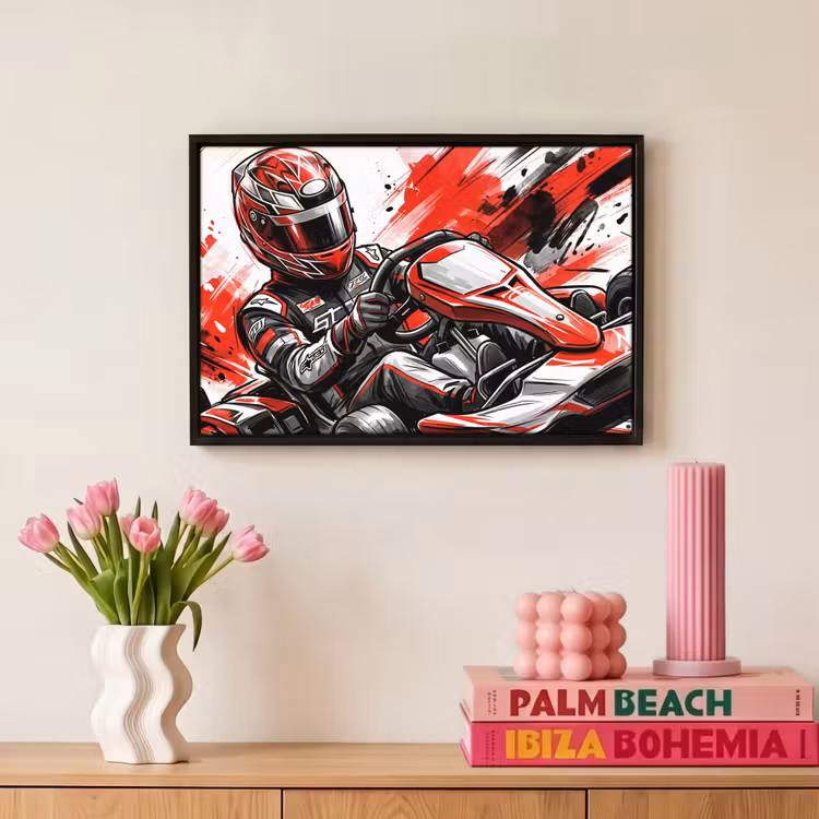 Canvas met lijst - Kart - Coureur - Snelheid - Rood — 8