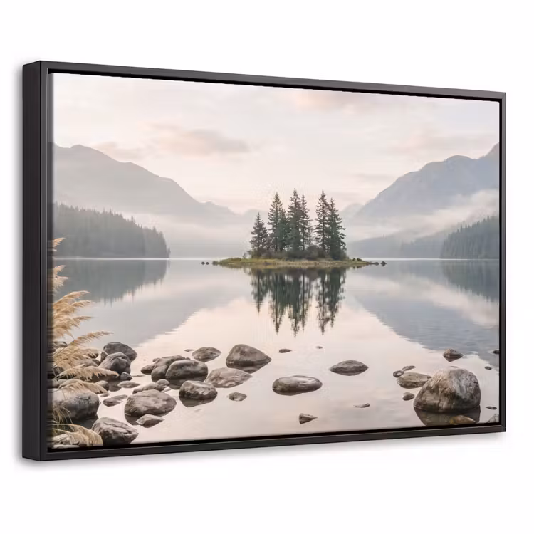 Canvas met lijst - Meer - Bergen - Landschap - Groen — 1