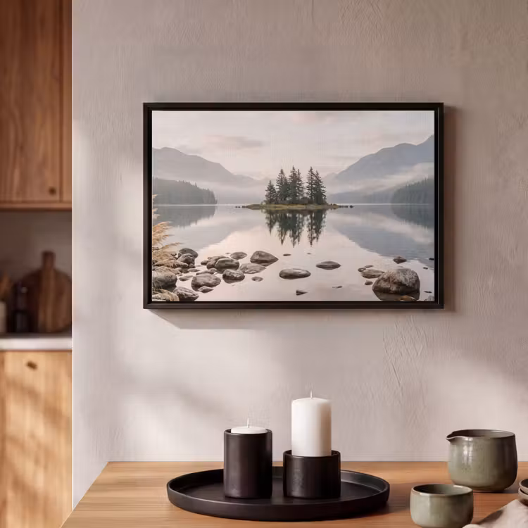 Canvas met lijst - Meer - Bergen - Landschap - Groen — 2