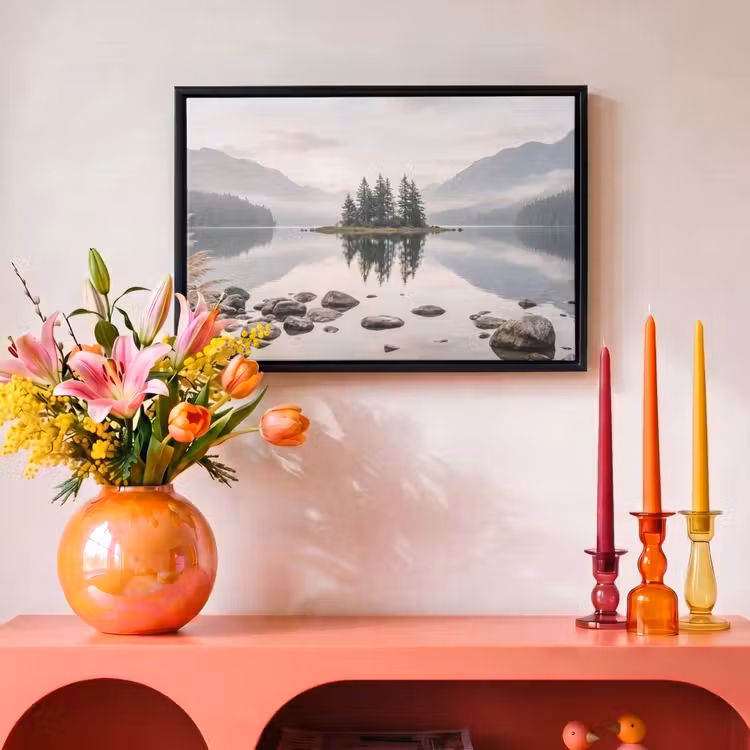 Canvas met lijst - Meer - Bergen - Landschap - Groen — 4