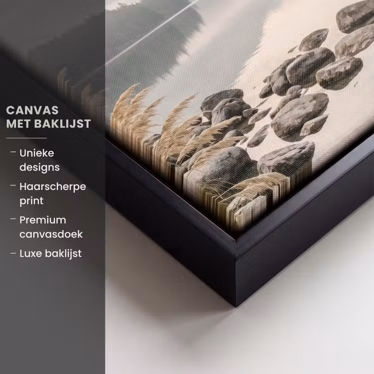 Canvas met lijst - Meer - Bergen - Landschap - Groen — 5