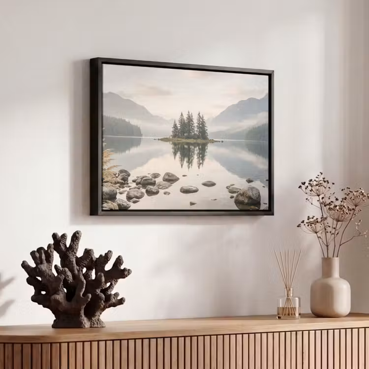 Canvas met lijst - Meer - Bergen - Landschap - Groen — 6