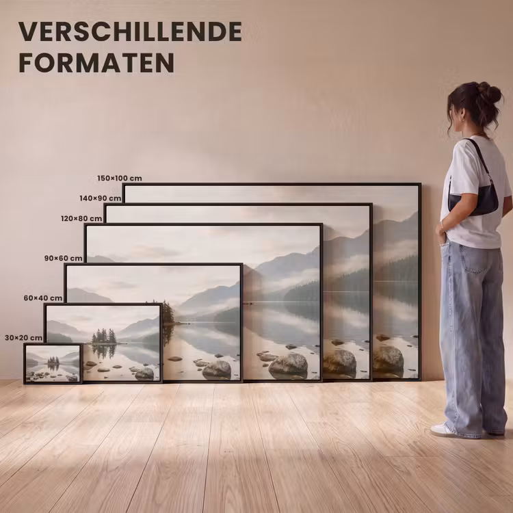 Canvas met lijst - Meer - Bergen - Landschap - Groen — 7
