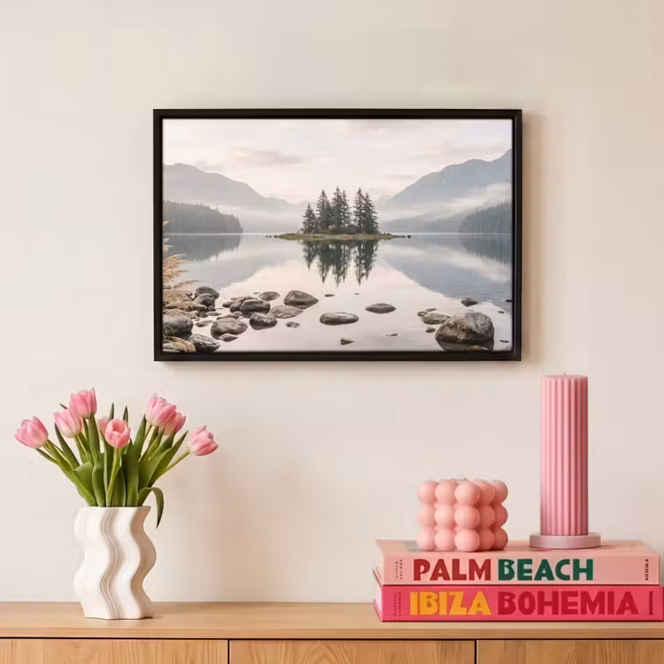 Canvas met lijst - Meer - Bergen - Landschap - Groen — 8