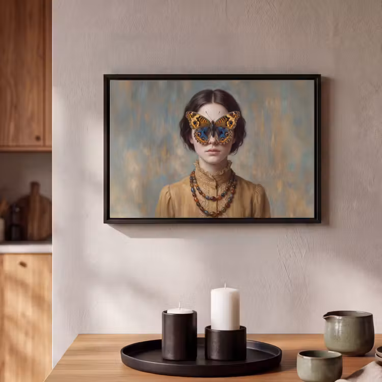 Canvas met lijst - Portret - Vlinder - Kleurrijk — 2