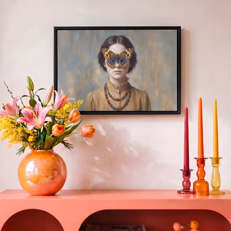 Canvas met lijst - Portret - Vlinder - Kleurrijk — 4