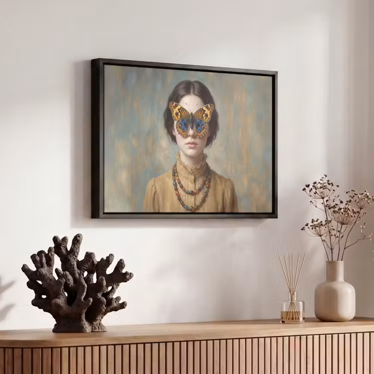 Canvas met lijst - Portret - Vlinder - Kleurrijk — 6