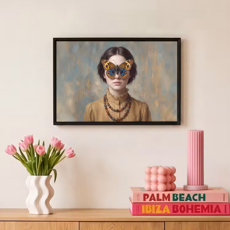 Canvas met lijst - Portret - Vlinder - Kleurrijk — 8