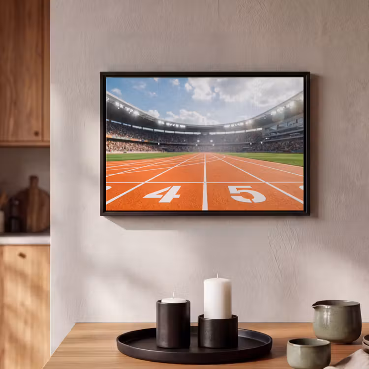 Canvas met lijst - Sintelbaan - Stadion - Sport -Oranje — 2
