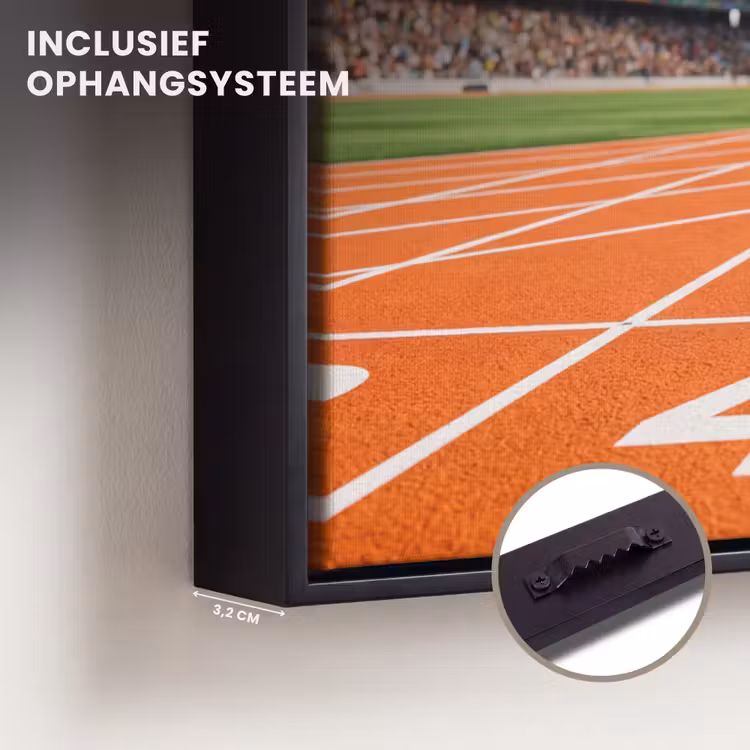 Canvas met lijst - Sintelbaan - Stadion - Sport -Oranje — 3