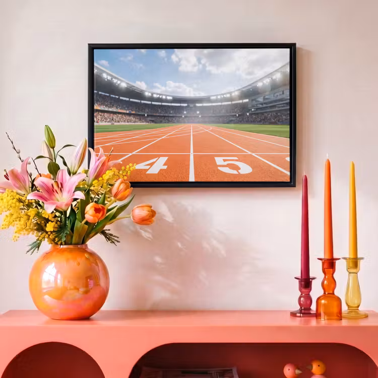 Canvas met lijst - Sintelbaan - Stadion - Sport -Oranje — 4