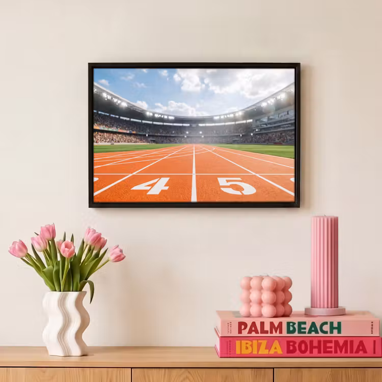 Canvas met lijst - Sintelbaan - Stadion - Sport -Oranje — 8