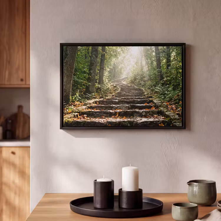 Canvas met lijst - Stenen - Trap - Bos - Natuur — 2