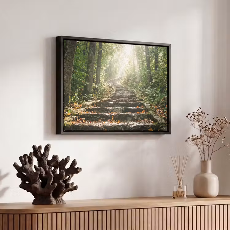Canvas met lijst - Stenen - Trap - Bos - Natuur — 6
